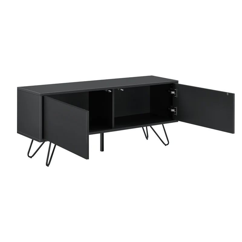 Commode stylée meuble de rangement pratique à 2 portes 47 x 110 x 30 cm noir 03_0006823
