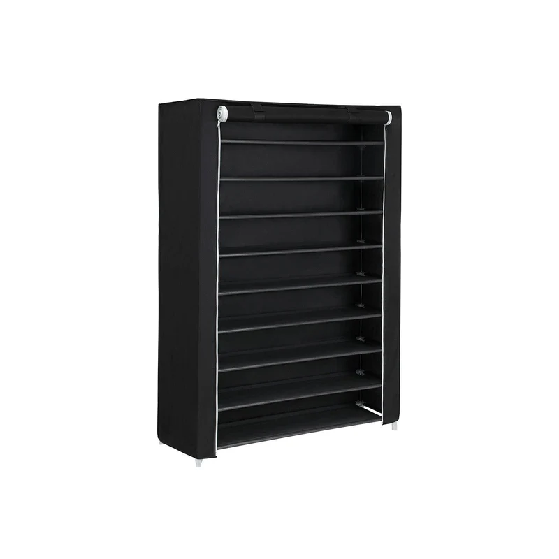 Armoire étagères à chaussures 10 couches noir 100 x 28 x 162 cm tubes métalliques 12_0002600