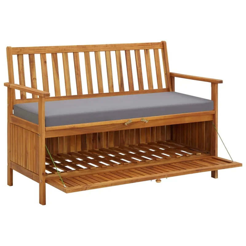 Banc de jardin meuble de patio d'extérieur terrasse de rangement de jardin 120 x 63 x 84 cm bois d'acacia solide 02_0011802