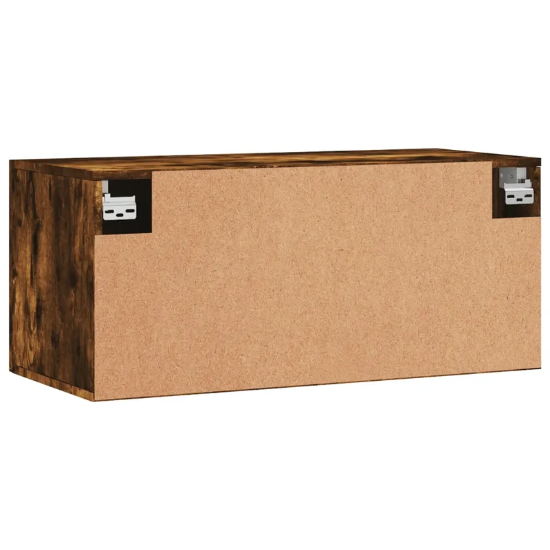 Armoire murale décorative pratique rangement 80 x 36 x 35 cm en bois d'ingénierie chêne fumé 02_0048872