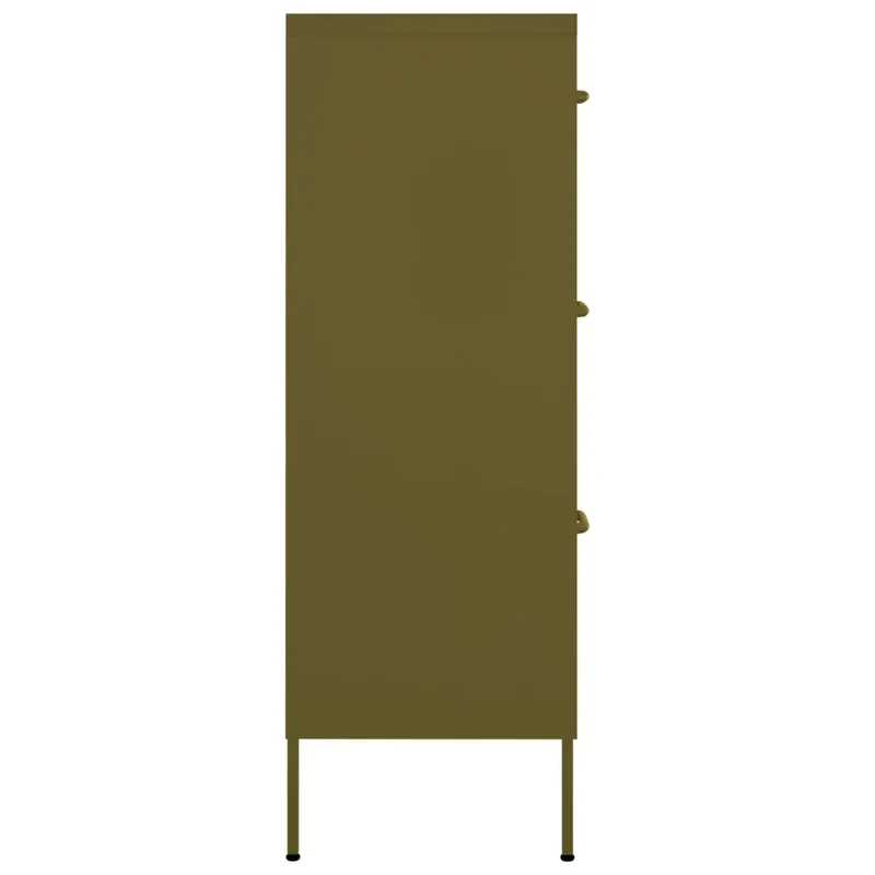 Armoire à tiroirs design moderne rangement espace 80 x 35 x 101 cm en acier vert olive 02_0046835
