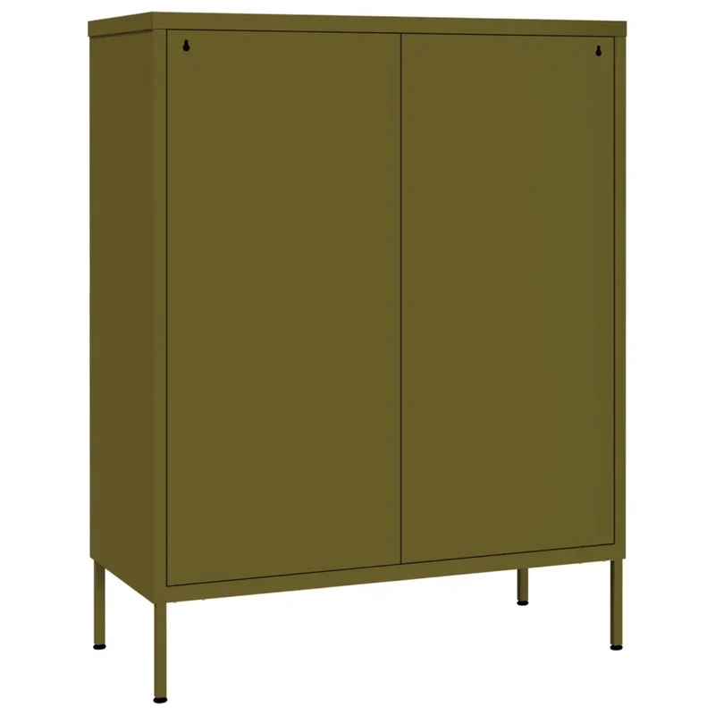 Armoire à tiroirs design moderne rangement espace 80 x 35 x 101 cm en acier vert olive 02_0046835