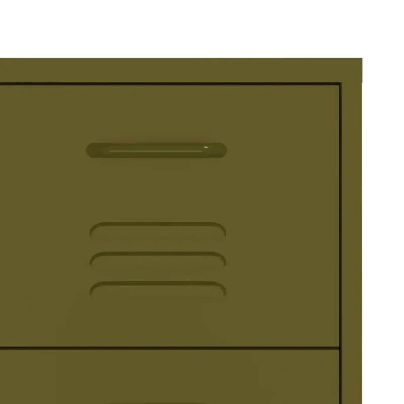 Armoire à tiroirs design moderne rangement espace 80 x 35 x 101 cm en acier vert olive 02_0046835