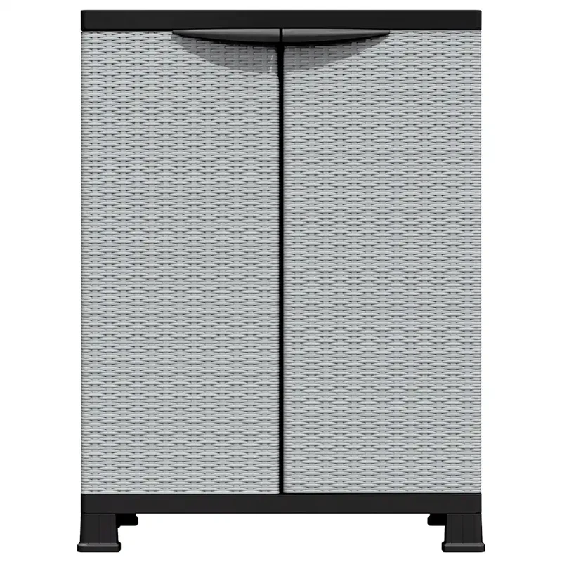Armoire de rangement en plastique gris 68 x 39 x 92 cm avec 2 portes et 2 étagères moderne design compact 02_0046944