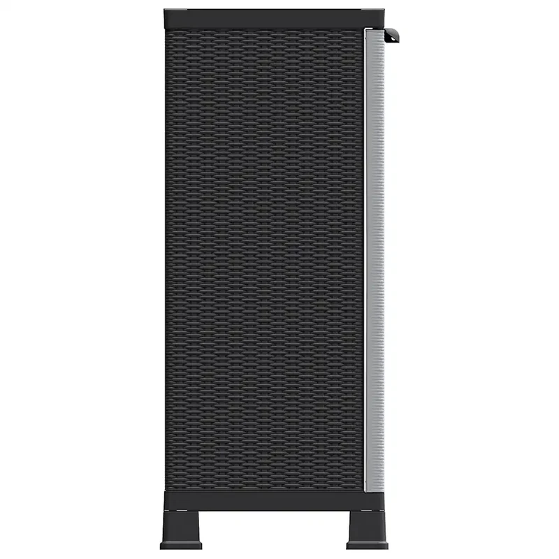Armoire de rangement en plastique gris 68 x 39 x 92 cm avec 2 portes et 2 étagères moderne design compact 02_0046944