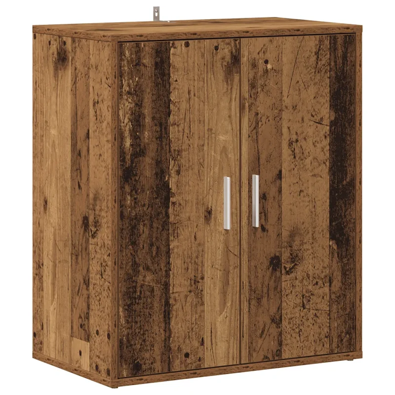 Armoire à chaussures vintage avec portes rangement 60 x 35 x 70 cm en bois d'ingénierie vieux bois 02_0050909