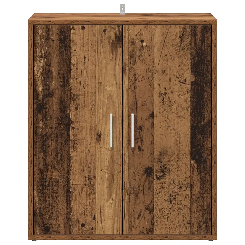 Armoire à chaussures vintage avec portes rangement 60 x 35 x 70 cm en bois d'ingénierie vieux bois 02_0050909