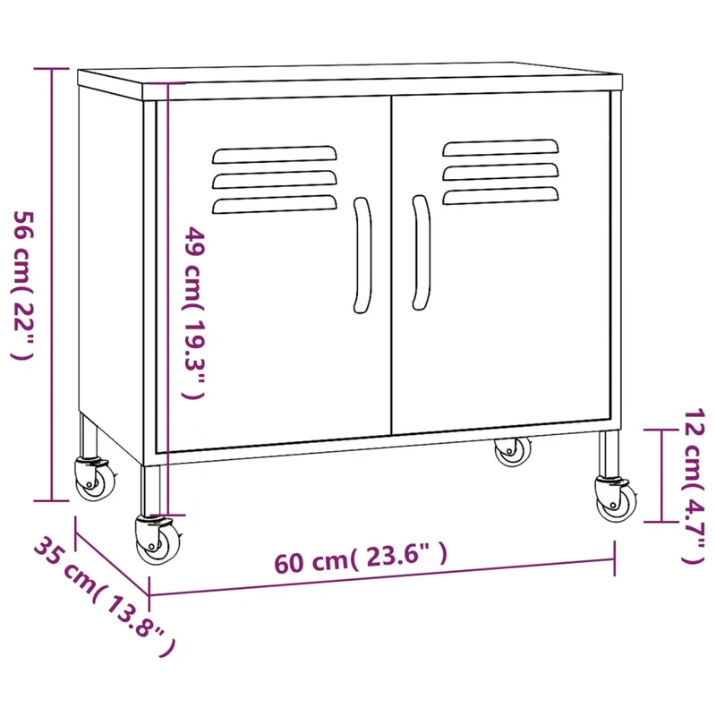Armoire de rangement mobile pratique avec étagère réglable 60 x 35 x 56 cm en acier menthe 02_0046899