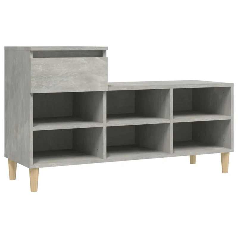 Armoire à chaussures avec tiroir et 6 compartiments rangement pratique 102 x 36 x 60 cm en bois gris béton 02_0048446