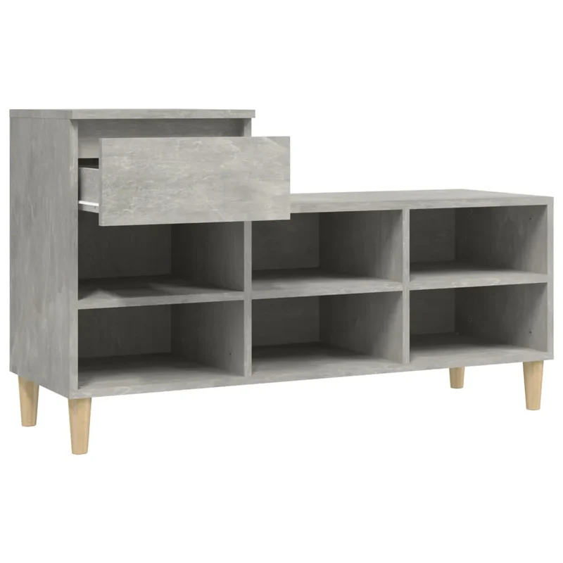 Armoire à chaussures avec tiroir et 6 compartiments rangement pratique 102 x 36 x 60 cm en bois gris béton 02_0048446