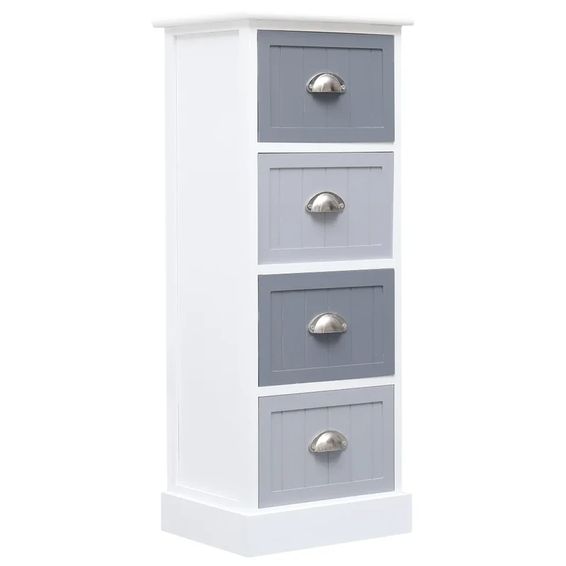Armoire latérale pratique avec 4 tiroirs 35 x 30 x 90 cm style moderne déco intérieure en bois blanc 02_0046459