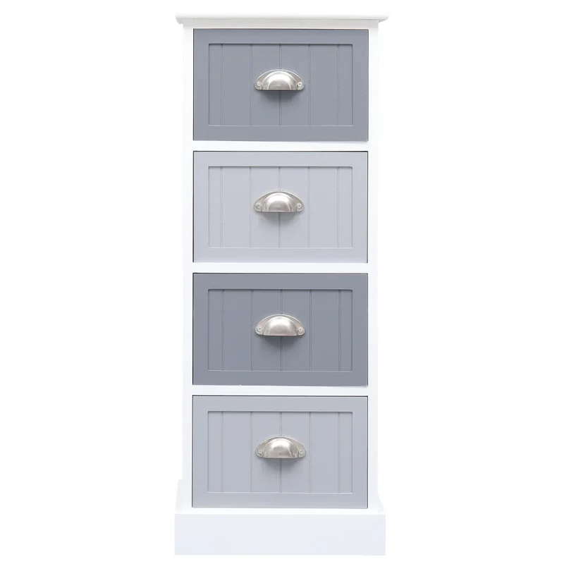 Armoire latérale pratique avec 4 tiroirs 35 x 30 x 90 cm style moderne déco intérieure en bois blanc 02_0046459
