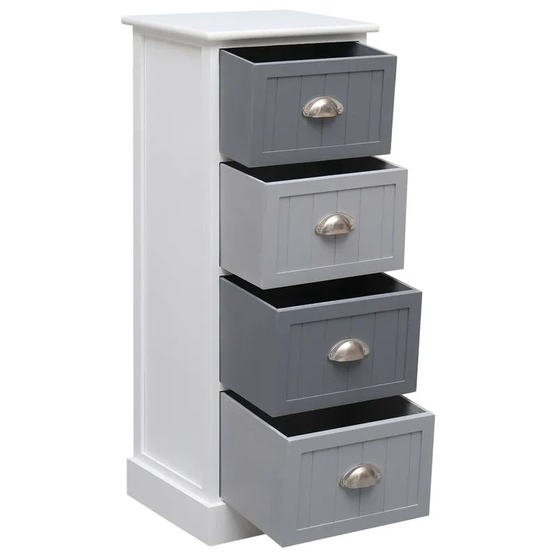 Armoire latérale pratique avec 4 tiroirs 35 x 30 x 90 cm style moderne déco intérieure en bois blanc 02_0046459