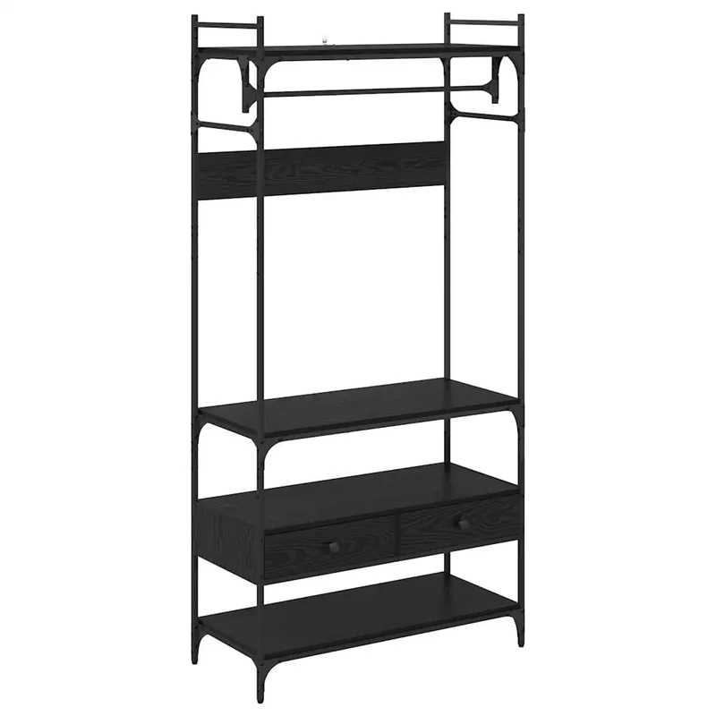 Armoire grande avec tiroir et étagère 89 x 39 x 184 cm en bois d'ingénierie chêne noir 02_0052879