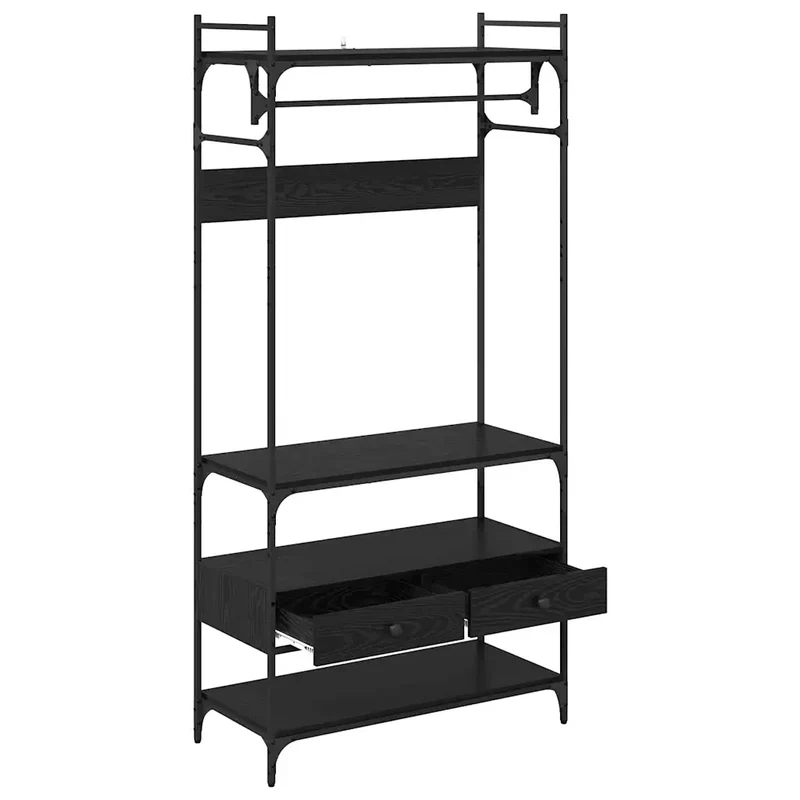 Armoire grande avec tiroir et étagère 89 x 39 x 184 cm en bois d'ingénierie chêne noir 02_0052879