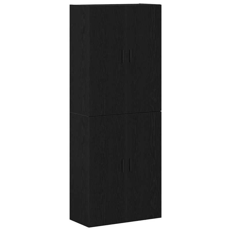 Lot de 2 armoires murales modernes style épuré rangement 69,5 x 34 x 90 cm en bois d'ingénierie chêne noir 02_0055912