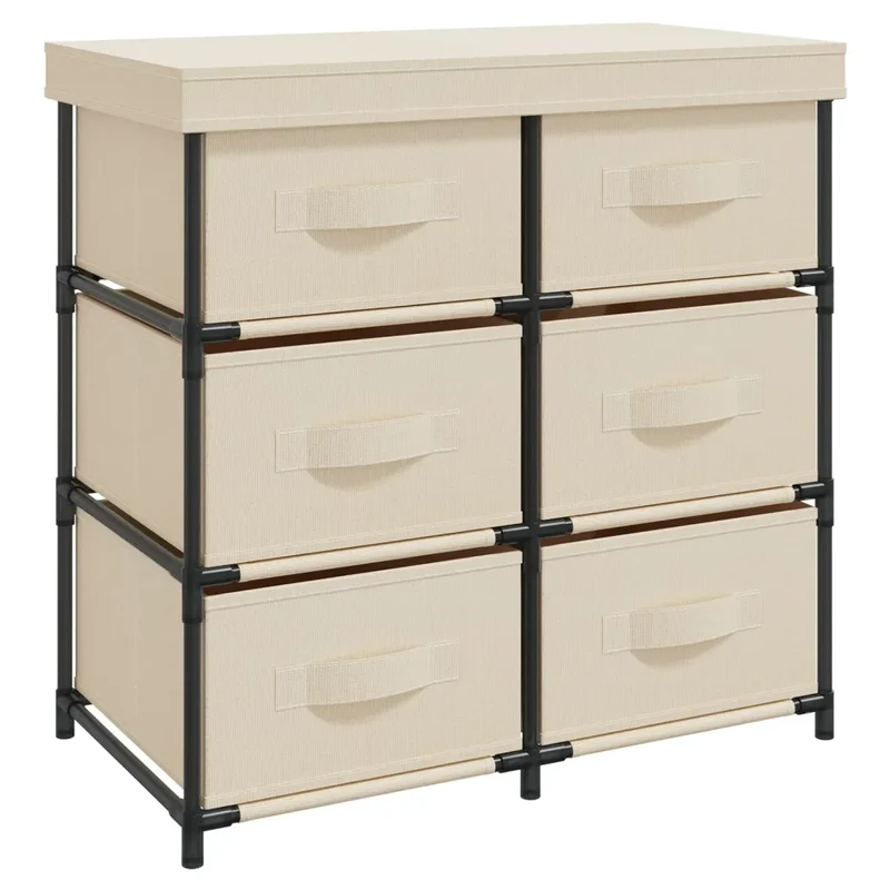 Armoire de rangement avec 6 tiroirs design moderne 55 x 29 x 55 cm en acier crème 02_0046937