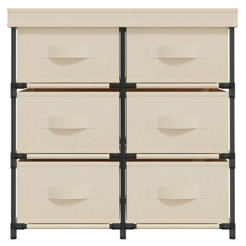 Armoire de rangement avec 6 tiroirs design moderne 55 x 29 x 55 cm en acier crème 02_0046937