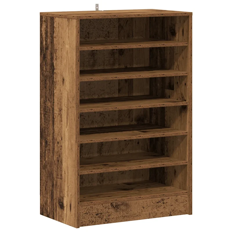 Armoire à chaussures vintage rangement pratique 60 x 35 x 92 cm en bois d'ingénierie vieux bois 02_0050913