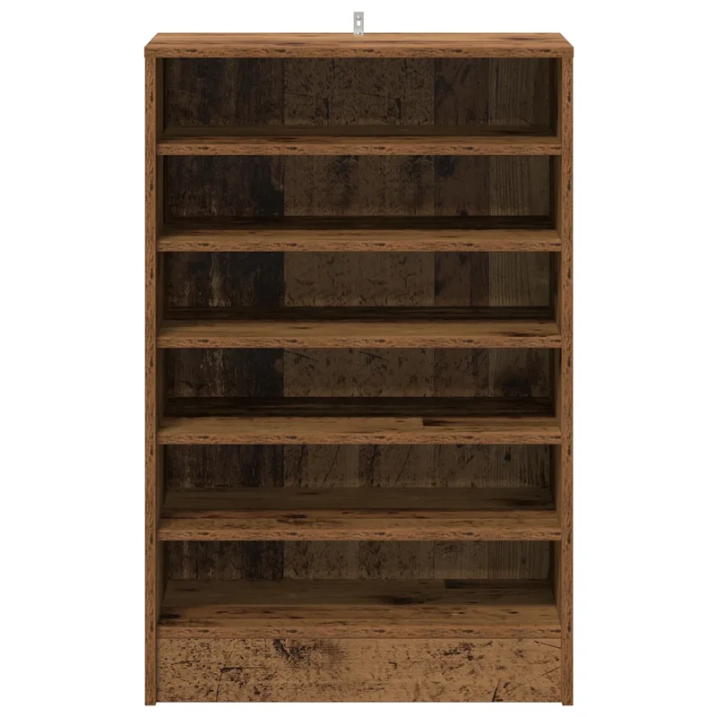 Armoire à chaussures vintage rangement pratique 60 x 35 x 92 cm en bois d'ingénierie vieux bois 02_0050913