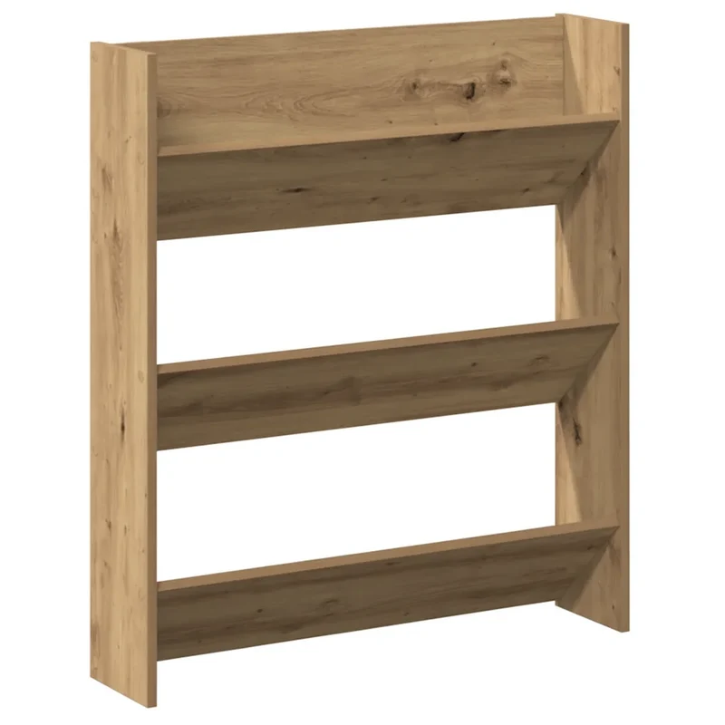 Armoire à chaussures murale moderne gain de place 80 x 18 x 90 cm en bois d'ingénierie chêne artisanal 02_0050893
