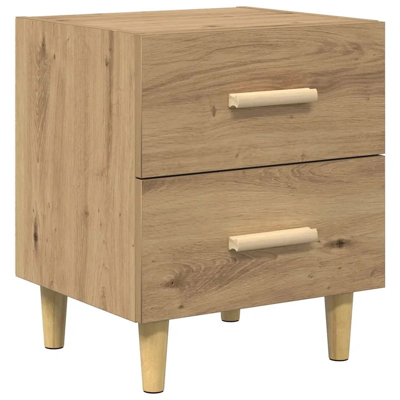 Armoire de lit en bois d'ingénierie fonctionnelle avec 2 tiroirs moderne 40 x 35 x 47 cm en chêne artisanal 02_0052678