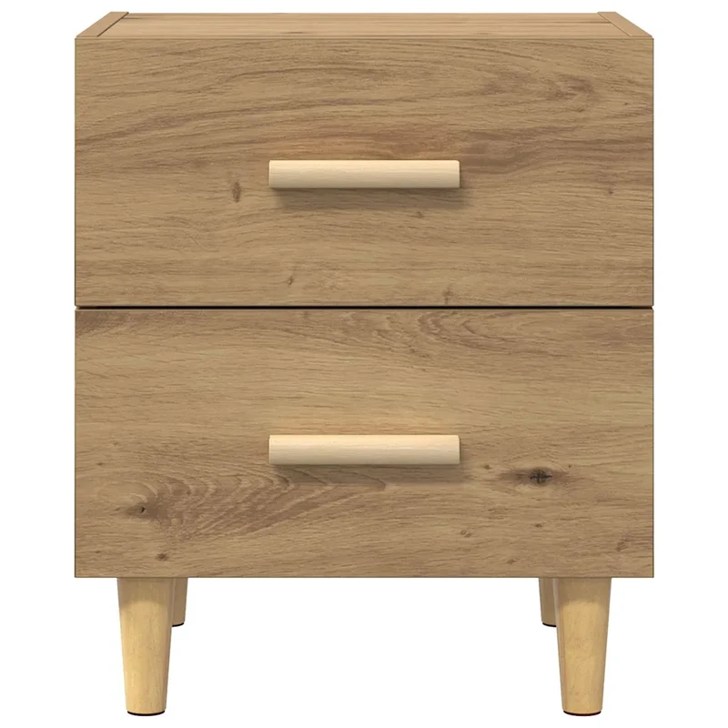 Armoire de lit en bois d'ingénierie fonctionnelle avec 2 tiroirs moderne 40 x 35 x 47 cm en chêne artisanal 02_0052678