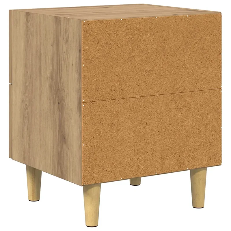 Armoire de lit en bois d'ingénierie fonctionnelle avec 2 tiroirs moderne 40 x 35 x 47 cm en chêne artisanal 02_0052678