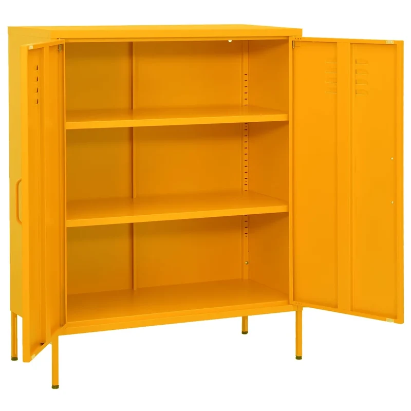 Armoire de rangement pratique 80 x 35 x 101,5 cm robustesse durable 2 étagères réglables style moderne en acier jaune 02_0046855