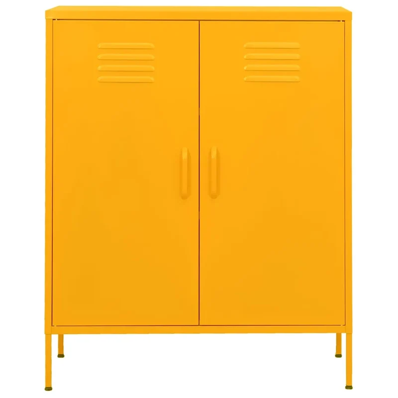 Armoire de rangement pratique 80 x 35 x 101,5 cm robustesse durable 2 étagères réglables style moderne en acier jaune 02_0046855
