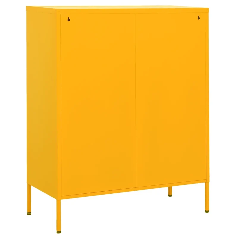 Armoire de rangement pratique 80 x 35 x 101,5 cm robustesse durable 2 étagères réglables style moderne en acier jaune 02_0046855