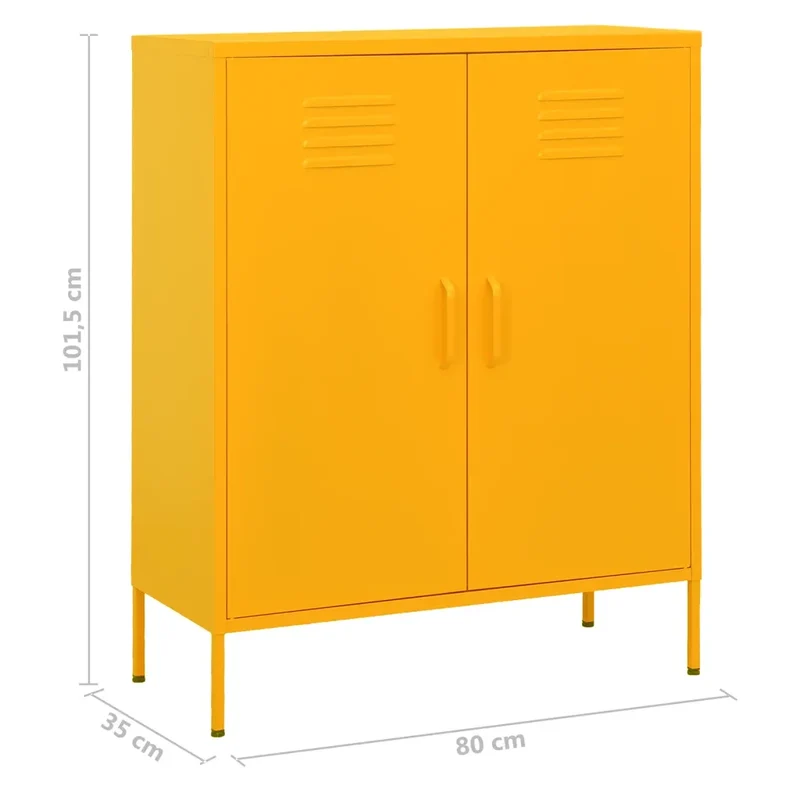 Armoire de rangement pratique 80 x 35 x 101,5 cm robustesse durable 2 étagères réglables style moderne en acier jaune 02_0046855
