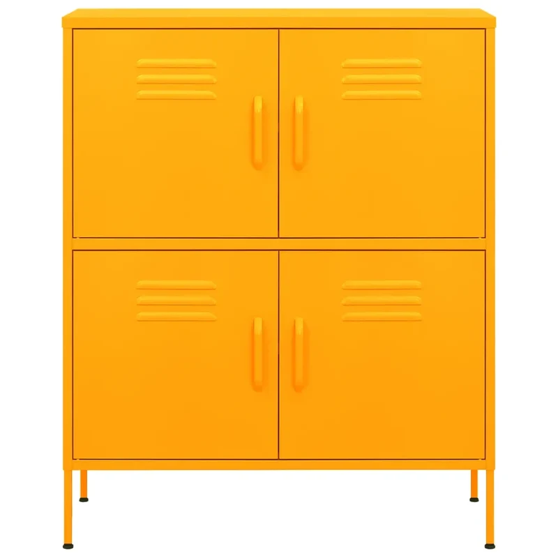 Armoire de rangement contemporaine 80 x 35 x 101,5 cm avec 2 étagères réglables finition mate en acier jaune 02_0046828