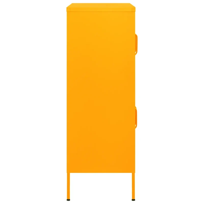 Armoire de rangement contemporaine 80 x 35 x 101,5 cm avec 2 étagères réglables finition mate en acier jaune 02_0046828