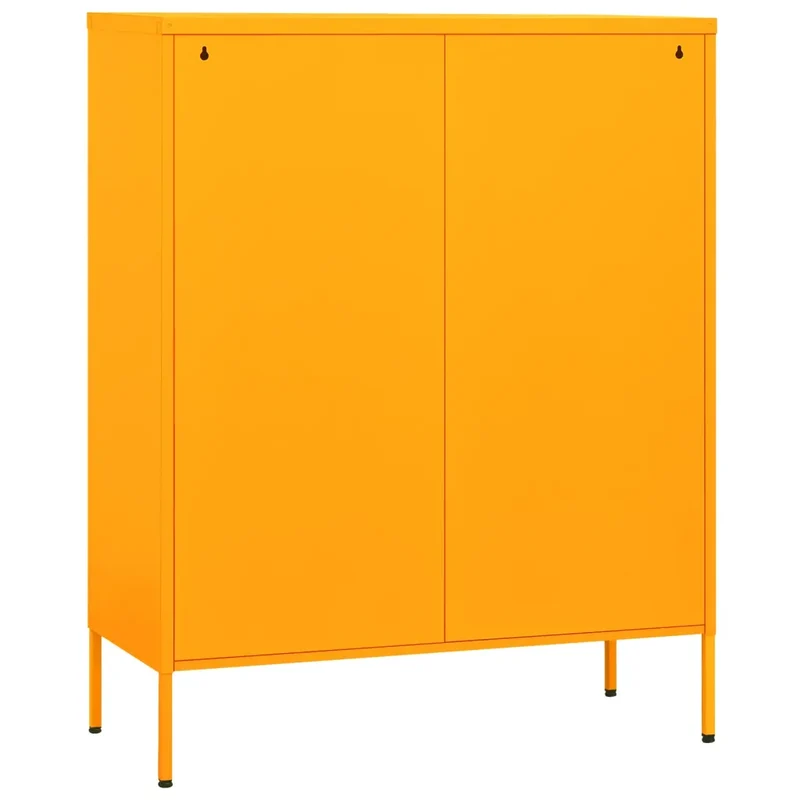 Armoire de rangement contemporaine 80 x 35 x 101,5 cm avec 2 étagères réglables finition mate en acier jaune 02_0046828