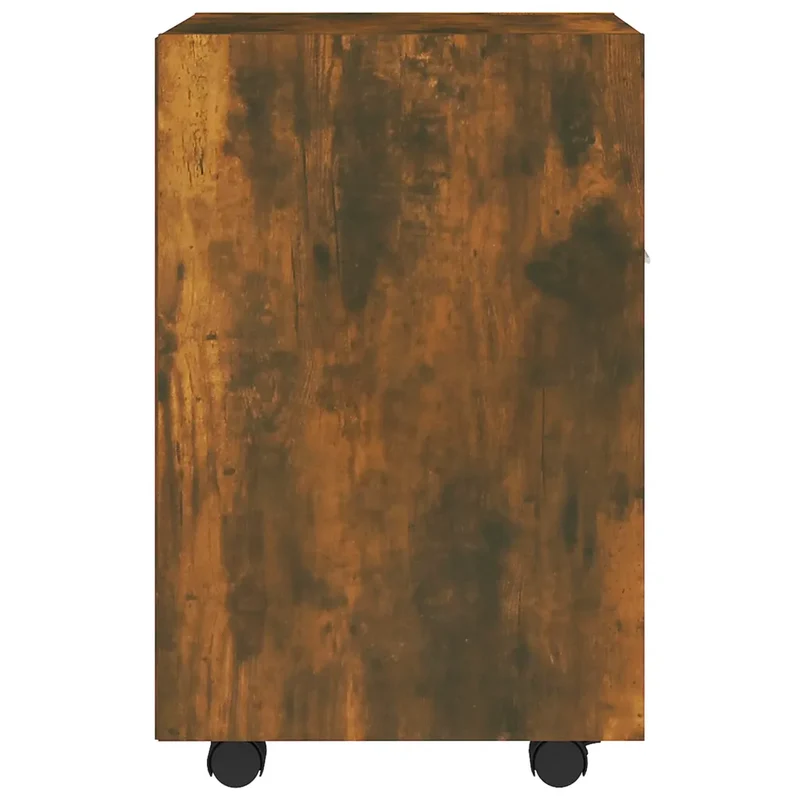 Armoire à roues pour salon ou bureau 33 x 38 x 60 cm grande capacité de rangement style contemporain en bois chêne fumé 02_0048246