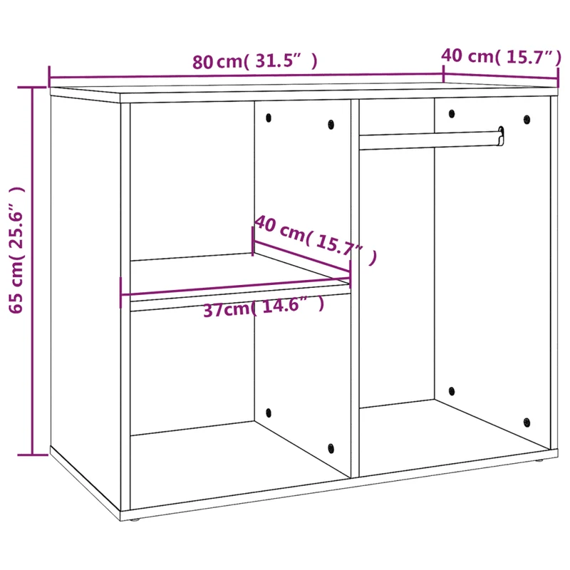 Armoire de dressing spacieuse design moderne 80 x 40 x 65 cm en bois d'ingénierie noir 02_0047954