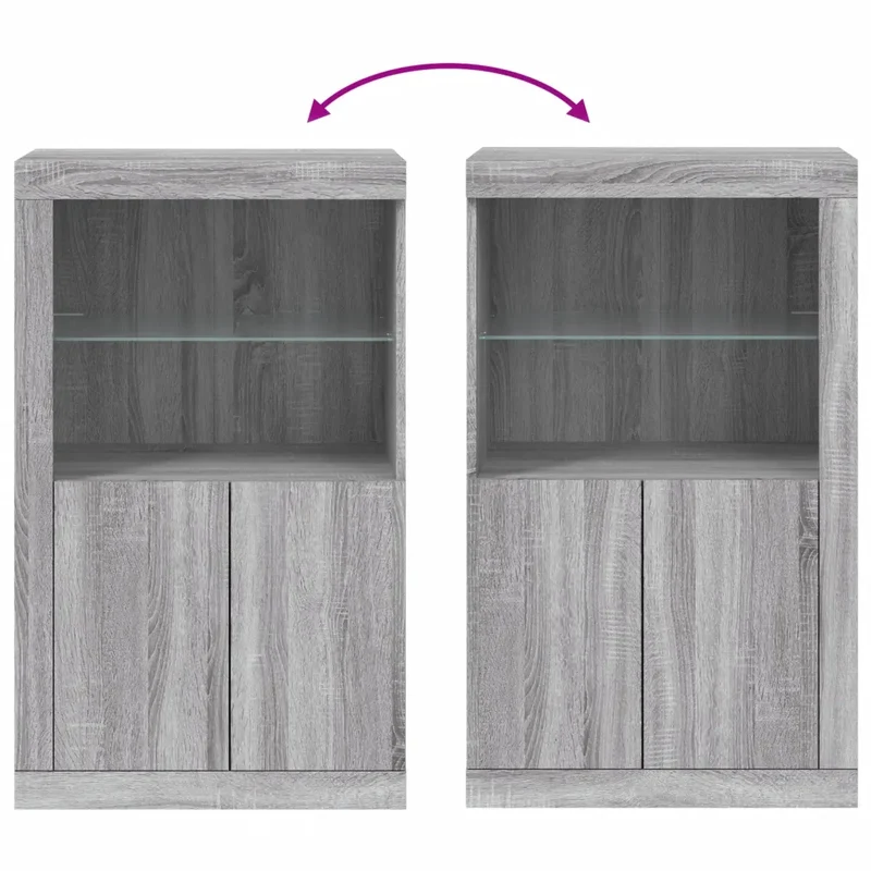 Armoire latérale design moderne éclairage LED 60,5 x 37 x 100 cm en bois d'ingénierie sonoma gris 02_0049361