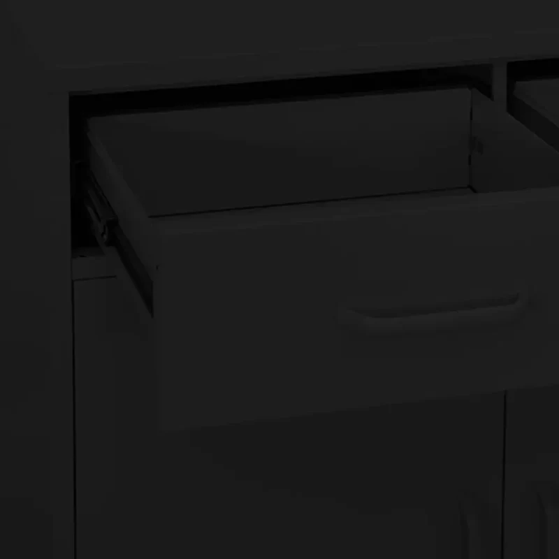 Armoire de rangement moderne robuste 80 x 35 x 101 cm avec tiroirs glissières à billes en acier noir 02_0046851