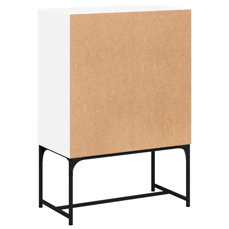 Armoire latérale portes vitrées design intemporel rangement 69 x 37 x 100 cm en bois blanc 02_0049350