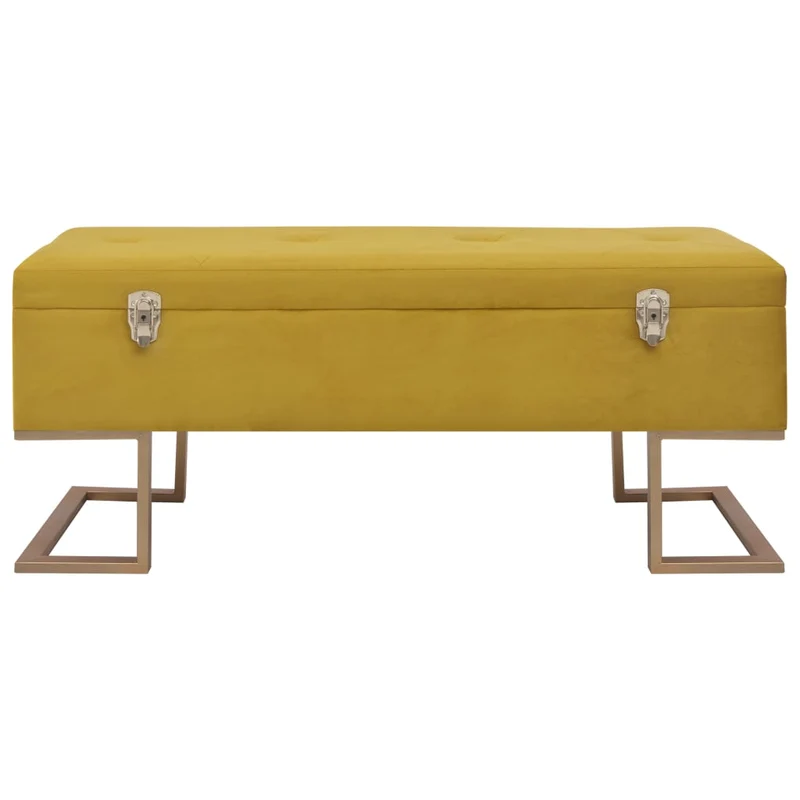 Banc banquette avec compartiment de rangement 105 cm moutarde velours 02_0021244