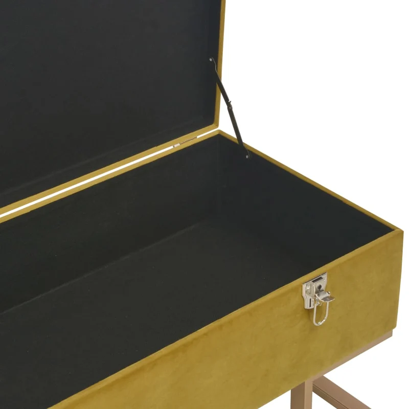 Banc banquette avec compartiment de rangement 105 cm moutarde velours 02_0021244