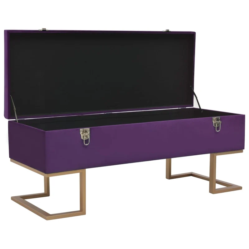 Banc banquette avec compartiment de rangement 105 cm violet velours 02_0010749