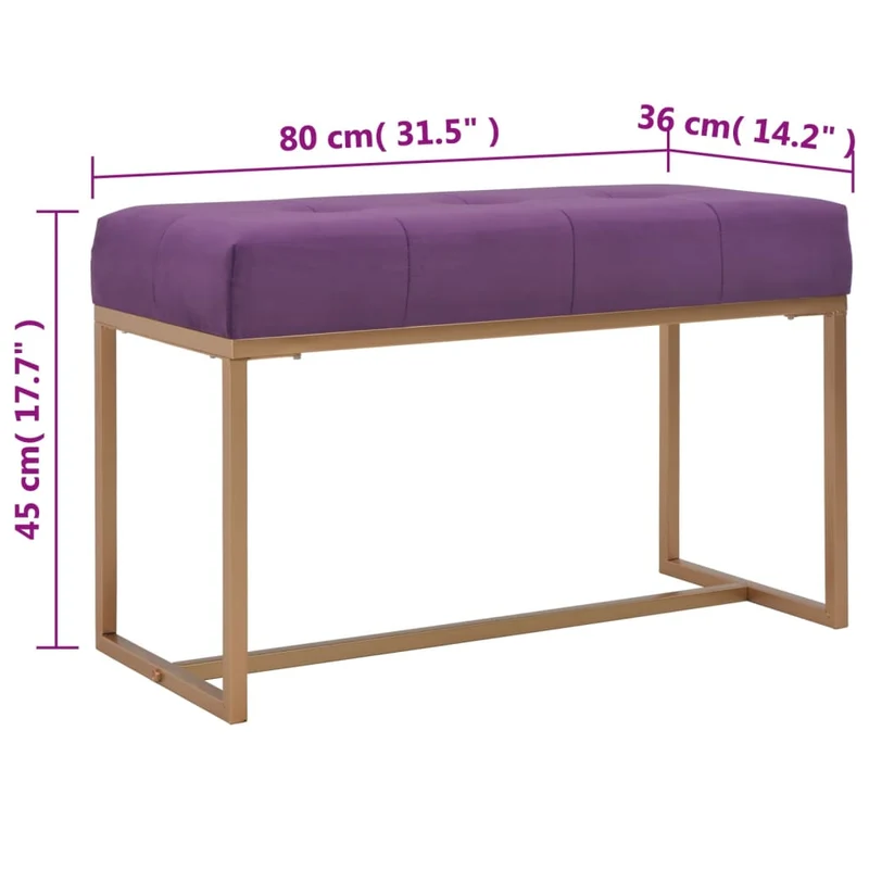 Banc banquette 80 x 36 x 45 cm velours violet 02_0010833
