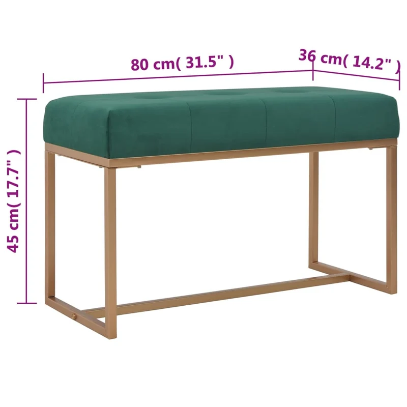 Banc banquette 80 x 36 x 45 cm velours vert 02_0021246