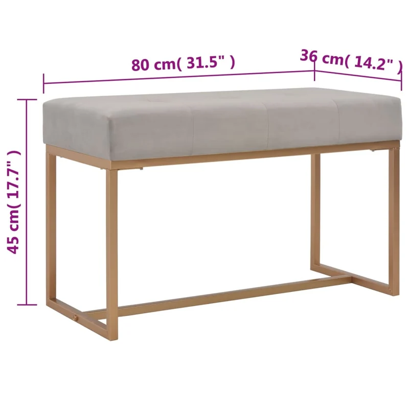 Banc banquette 80 cm gris velours 02_0010752