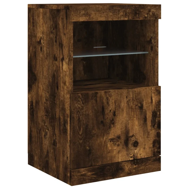 Buffet bahut commode armoire meuble de rangement organisateur cuisine salle de séjour salon avec lumières LED 123 x 37 x 67 cm marron 02_0029867