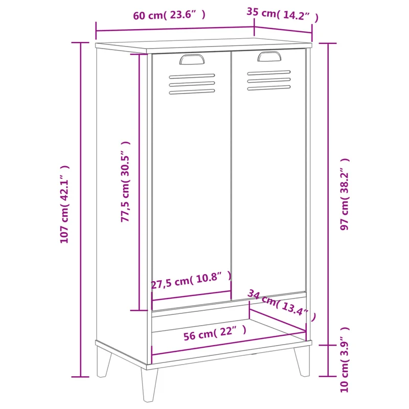 Armoire à chaussures range chaussures rangement meuble entrée couloir salon anthracite bois d'ingénierie anthracite 02_0022120