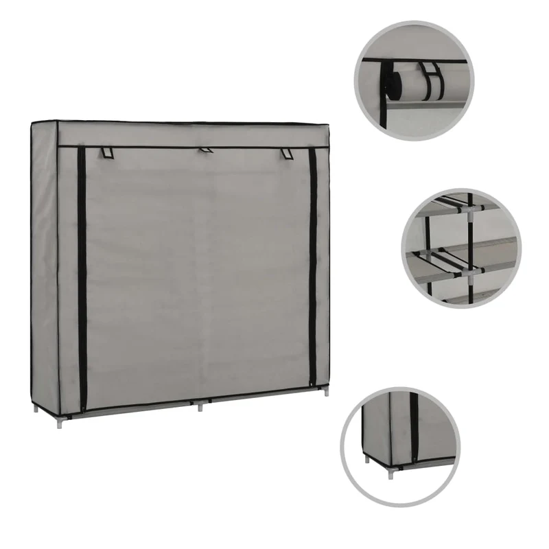 Armoire à chaussures range chaussures rangement meuble entrée couloir salon avec housse 115 x 28 x 110 cm Tissu gris 02_0021409