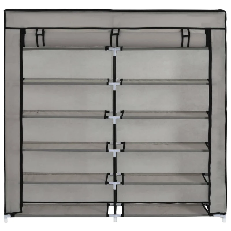 Armoire à chaussures range chaussures rangement meuble entrée couloir salon avec housse 115 x 28 x 110 cm Tissu gris 02_0021409